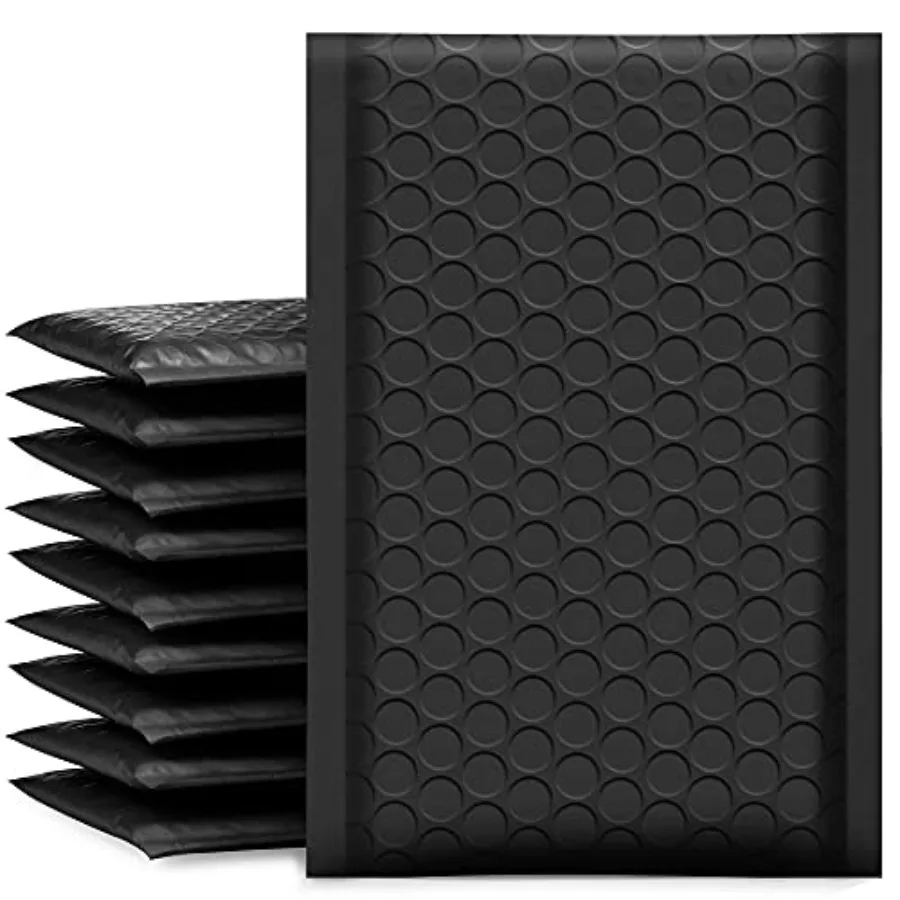 Bubble Mailers 3.5x6.5 Inch Black 50 Pack Padded Envelopes Usable Size 3.5x5 Small Business Mailing Packages Self Seal Adhesive