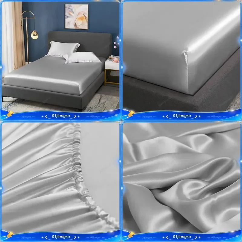22mm 100% Mulberry Silk Fitted Sheet Deep Pocket 25cm Seamless Solid Color Soft Luxury Bedding Single Piece Hypoallergenic