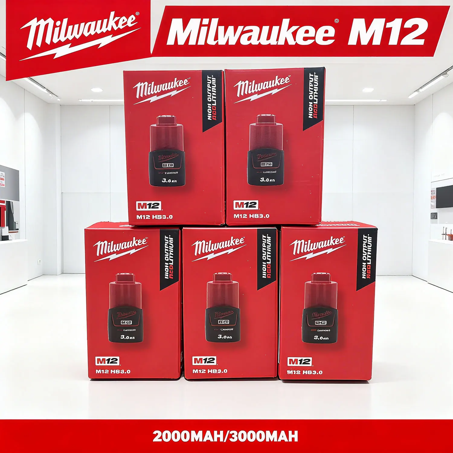 Baterie Milwaukee M12/M18 12V pro elektrické nářadí, lithiová, 48-11-2411 48-11-1860 1850 1840 mil-12a lim B6 2Ah/3Ah-5Ah/6Ah, dobíjecí - náhled 4
