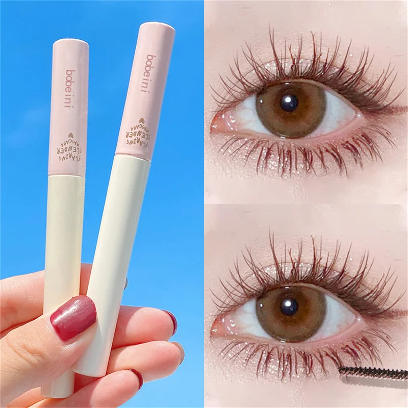 Mascara Ultra-fin Marron, Allongeant les Cils, Sans Taches, Recourbement Naturel, Brosse Fine, Maquillage