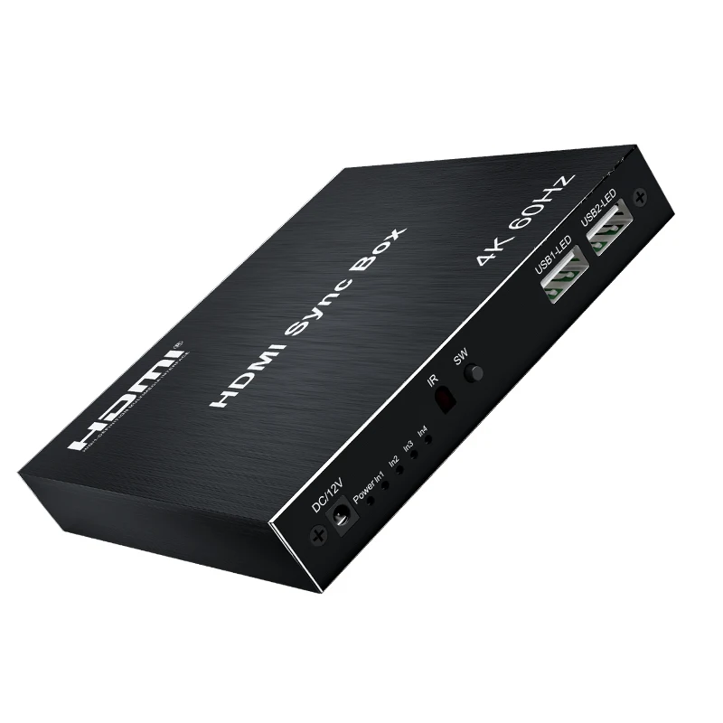 4K @ 60Hz Light Usb czarny Hdmi przełącznik Sync Box 4x1 HDMI lampa wideo synchronizator