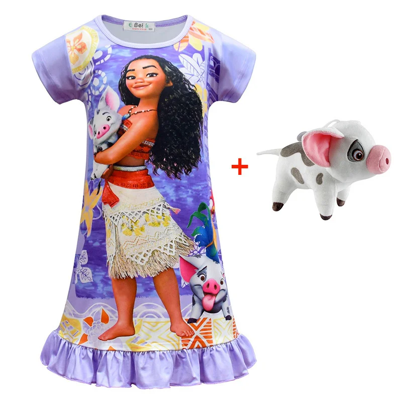 

Summer Girl Dress Cartoon Moana for Girls Clothes Print Baby sleepwear Dress pajamas Spotted Pig Children Kids Vaiana Clothing