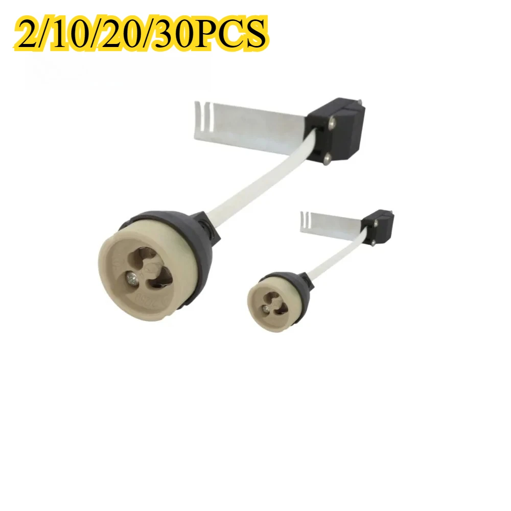 2/10/20/30 Pcs Ceramic GU10 Spotlight Lamp Holder GU10 Socket Connector with Bracket MR16 Wire Ceramic Socket Adapter Extension