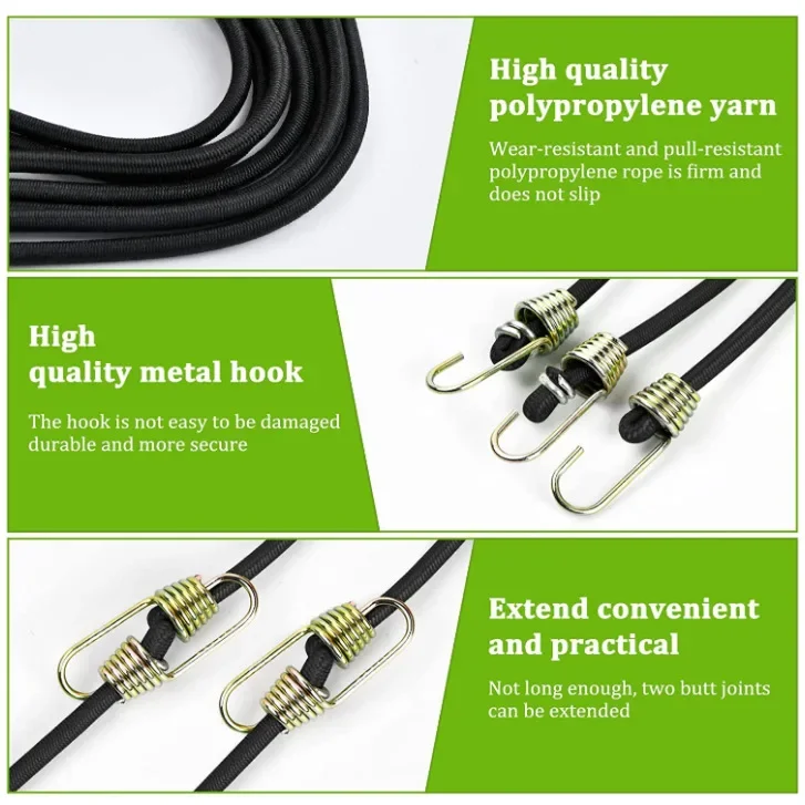 Elastische Bungee-Schnur Hoch leistungs gepäck gurte Seil haken 25cm Stretch-Krawatten zelt Outdoor-Zubehör – Detail 8