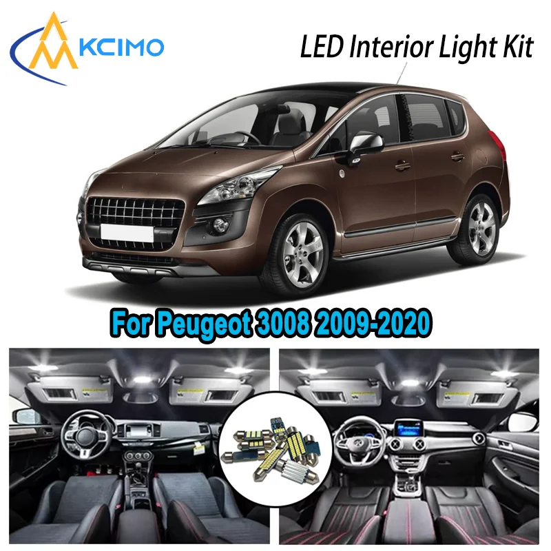 

Premium Bright LED Interior Light Kit for Peugeot 3008 2009-2020 2017 2018 2019 Dome Map Trunk Car Lamps with Canbus No Error