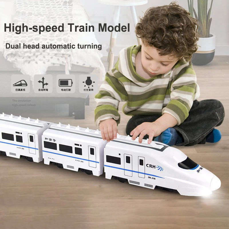 DIY High-speed Railway Train Toy Simulation Sound and Light Electric Train Model Children's Educational Toys Christmas Gifts