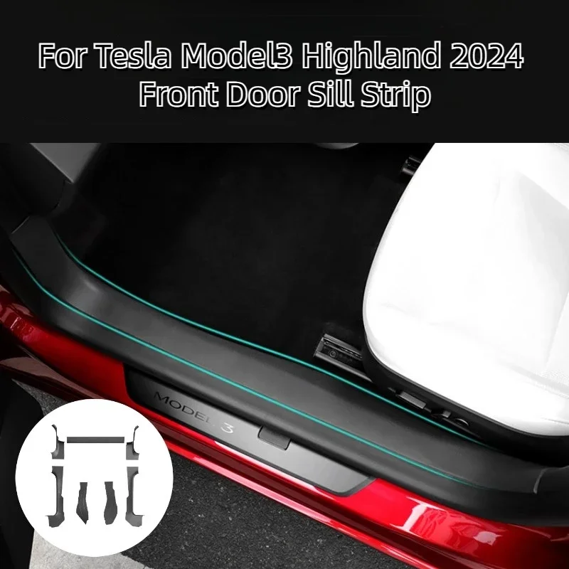 

For Tesla Model3 Highland 2024 Front Door Sill Strip Welcome Pedal Threshold Strip Central Control Side Guards Rear Trunk Strip