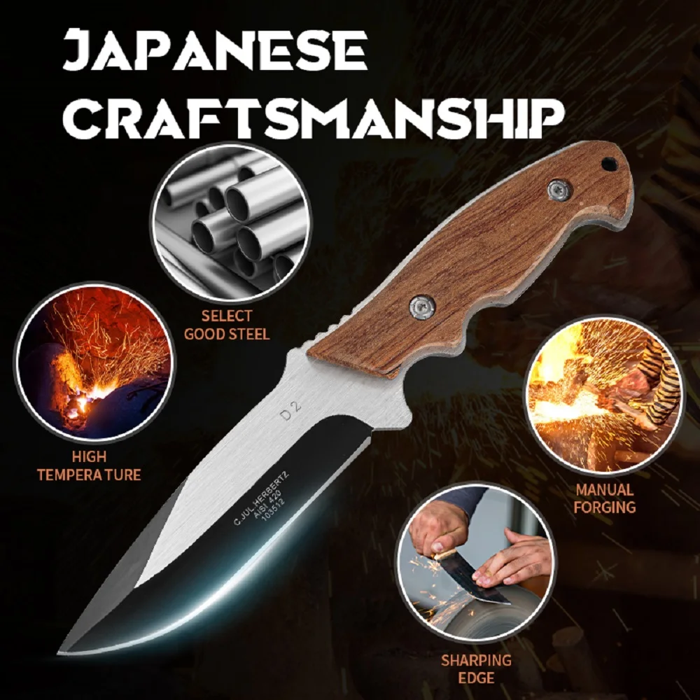 1 قطعة سكين المطبخ الفولاذ المقاوم للصدأ ، سكين قطع صلابة عالية ، شفرة EDC الثابتة ، سكين بقاء البرية ، سكين الدفاع عن النفس