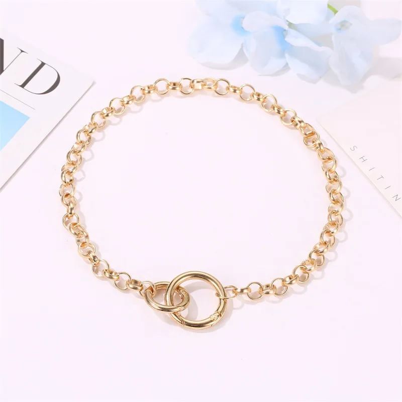 Trend Elegant Jewelry Hollow Out Double Circle Pendant Collarbone Chain Necklace For Women Fashion Necklace Neck Accessories