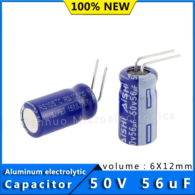 

10Pcs Capacito 50V 56UF 6*12 6x12 mm 56uf50v 6X12 Aluminum Electrolytic Capacitor High Frequency Low Resistance