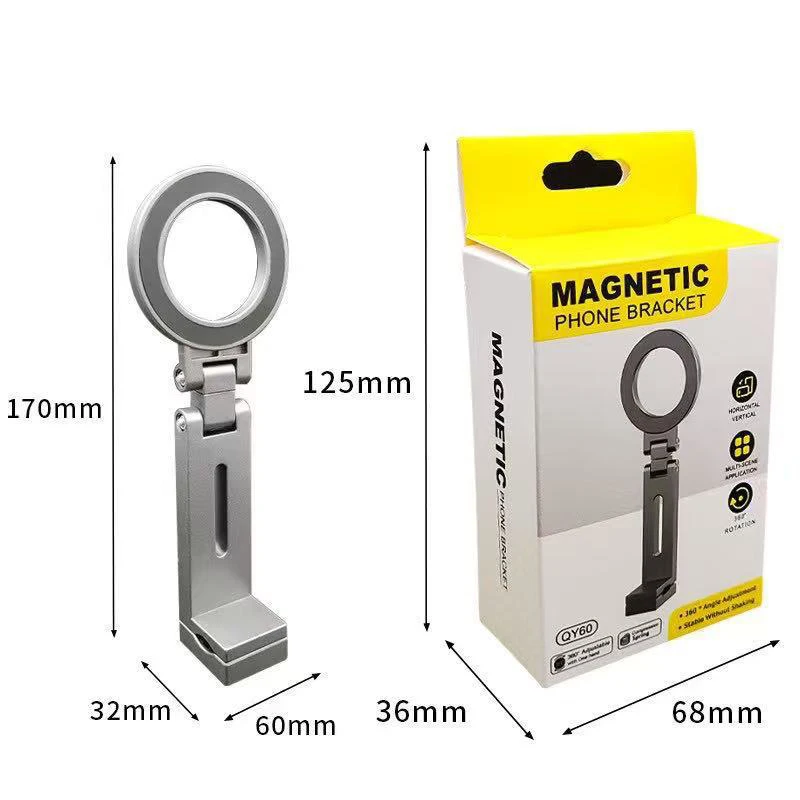 ที่วางโทรศัพท์เครื่องบินแม่เหล็กโต๊ะเดินทางสากลโทรศัพท์มือถือ Mount Stand พับได้ 360 °   รองรับโทรศัพท์ไม้เซลฟี่แบบหมุนได้