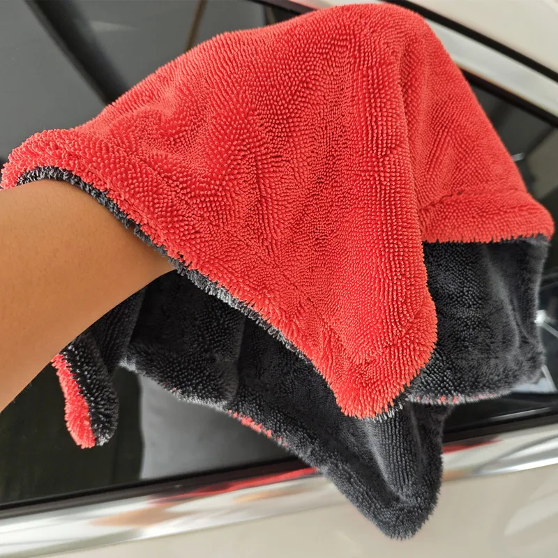 Car cleaning towel for car beauty without shedding hair, double-sided color blocked small braid towel, thickened and absorbent