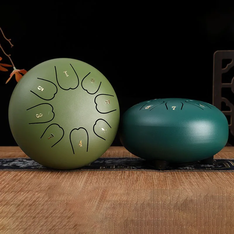 6 Inch 8 Tone Tongue Drum Handmade Carbon Steel Air Drum Mini Children Beginners Tongue Drums Professional Musical Instruments