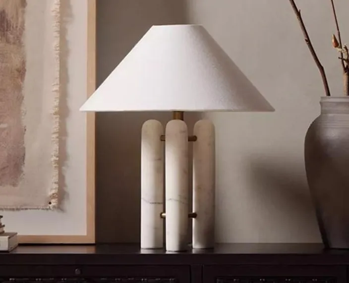 Natural marble table lamp retro model room living room bedroom bedside decoration ornament ambient light