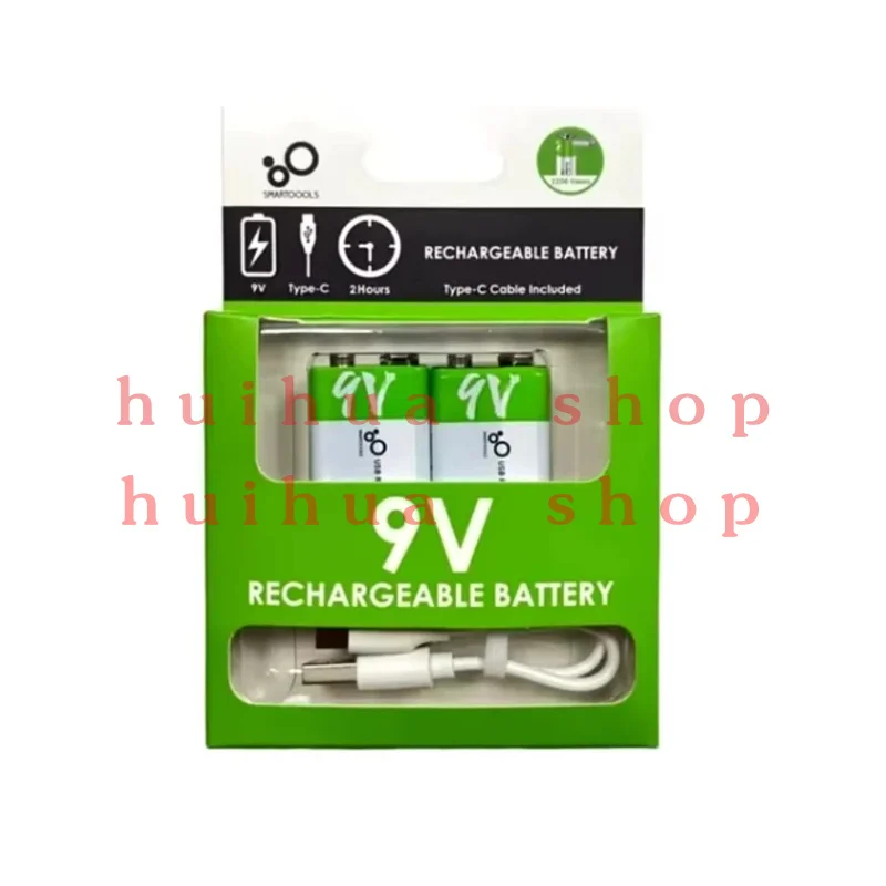 9V Lithium Ion Rechargeable Battery Type-C USB Battery 9V Multimeter Lithium Microphone Metal Detector Cable Remote