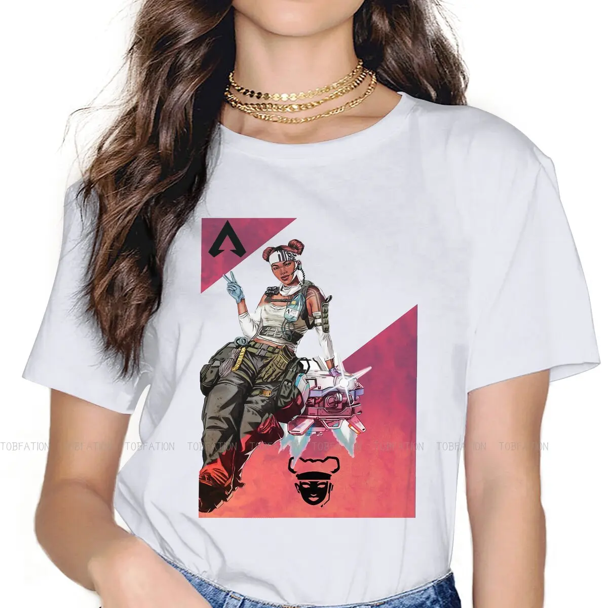 Lifeline O Neck TShirt Apex legends Star Warrior Game Pure Cotton Original T Shirt Woman's Tops Fashion Oversized