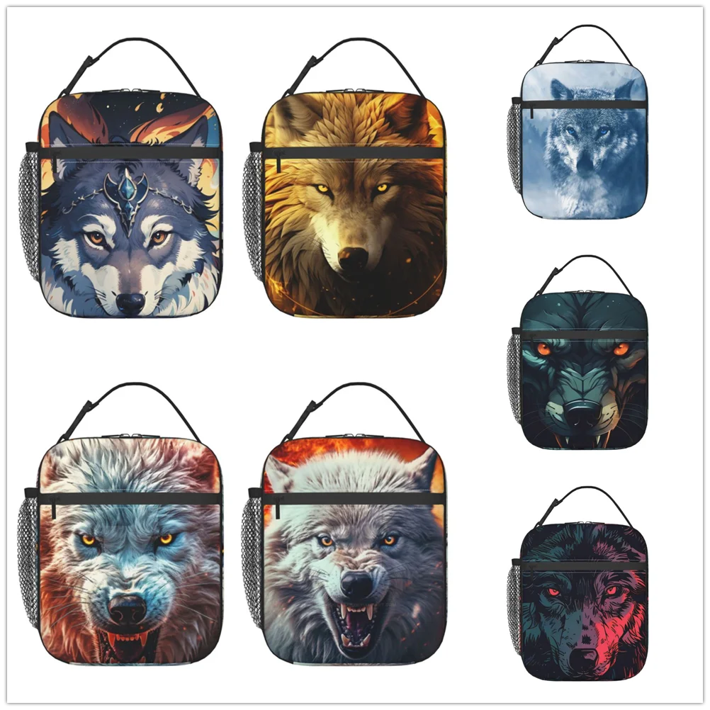 

wolf Fierce animal lunch bag Female Male Office Student bento Storage Insulated bag thickened insulated bento bag