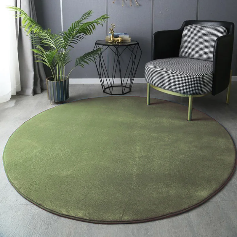 Round Rug, Modern Short Plush Floor Mat for Living Room Coffee Table, Kids Crawling Play Carpet