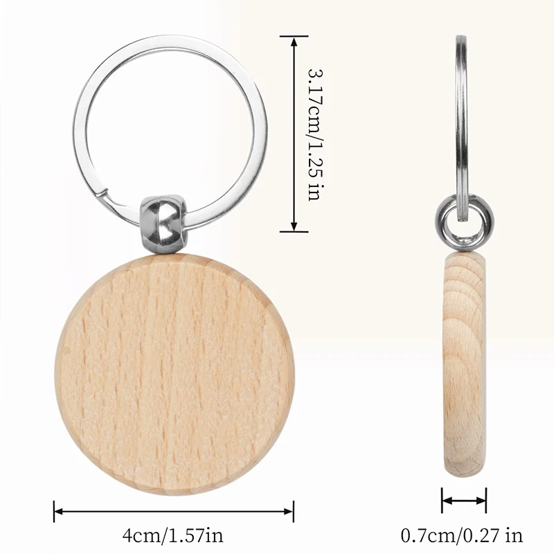 70Pcs Cute Keychain Wood Keychains Single Wooden Keyring For Best Friend Gift Jewelry Key Chain