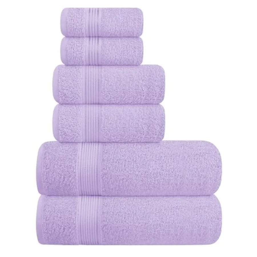 

Ultra Soft 6 Pack Cotton Towel Set, Contains 2 Bath Towels 28x55 inch, 2 Hand Towels 16x24 inch and 2 Wash Coths 12x12 inch, Id