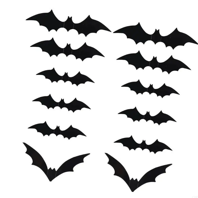 Bat Clings Adhesive PVC Sticker Wall Decals For Window Wall Halloween Decoration C7AC