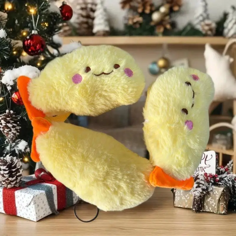 "Adorable porte-clés de poupée en peluche de crevettes et de poissons ; Parfait pour pendentif de sac, décoration de suspension de sac à dos
