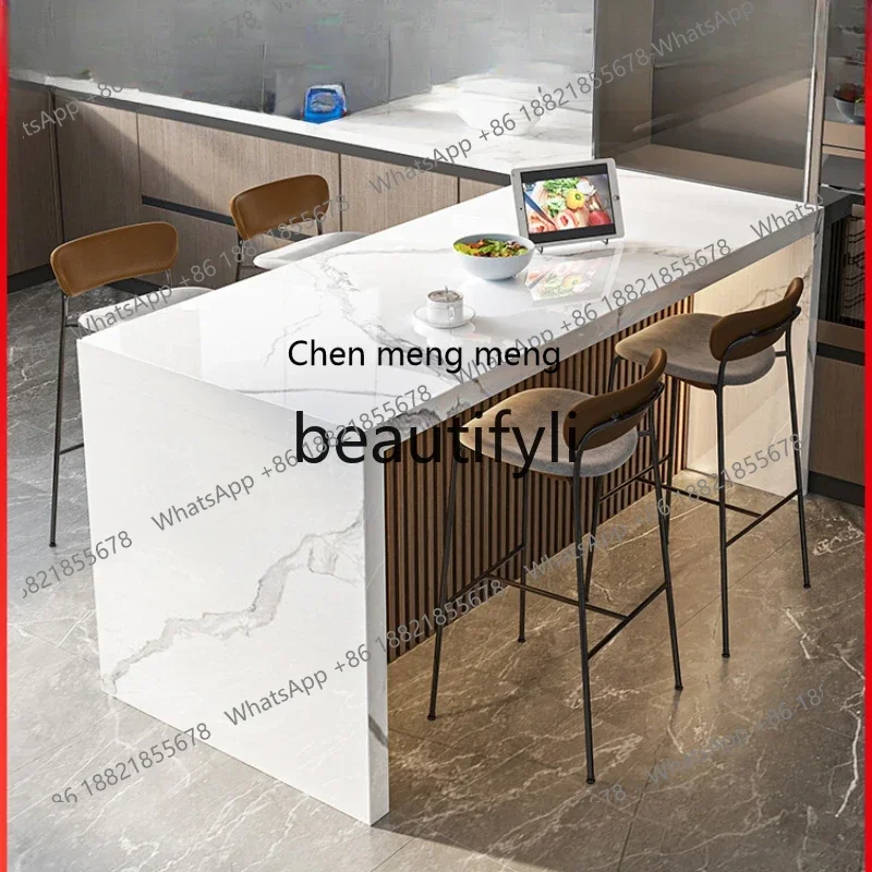 

G Rock slab island dining table integrated middle guide table separate open kitchen bar table integrated