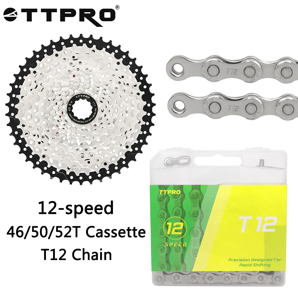 

TTPRO 12 Speed MTB Bike Cassette 11-46T/50T/52T Freewheel T12 Chain for Mountain Bike Original Cycling Parts