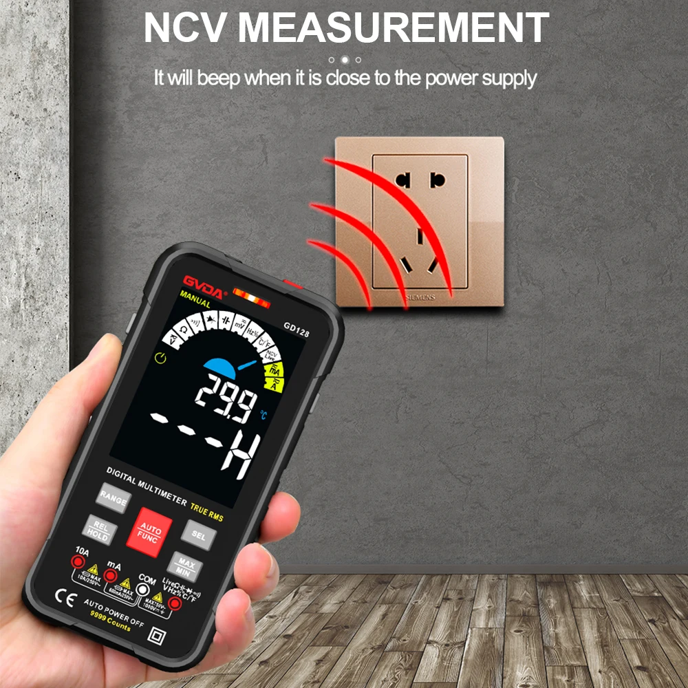 GVDA Multímetro Digital Inteligente Faixa Automática DMM Voltímetro True RMS DC AC Tensão Multimetro Multitester