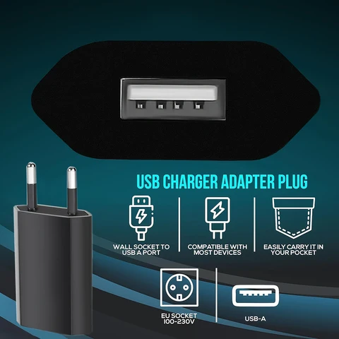 Миниатюрный сетевой адаптер 5В 1А USB-A с европейской вилкой — изображение продукта