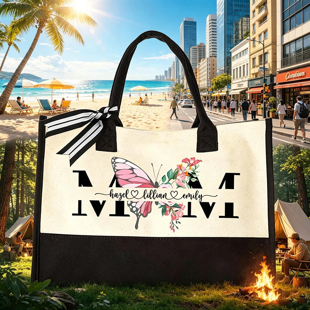 

Corridor Canvas Tote Bag Custom Butterfly Graphic Mom Print Working Mothers Office Move Daily Travel Belongings Arrangement Gift