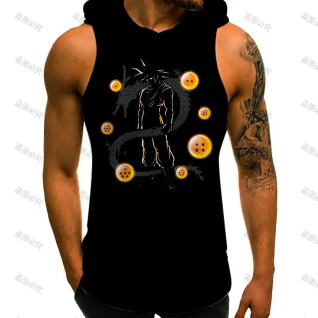 Herren-T-Shirts mit Kapuze, Vegeta Dragon Ball Z, individuelles Tank-Top für Herren, 2025, Harajuku-Stil, ärmelloses Hemd, Herren-Fitnessstudio, Sommer, Neu