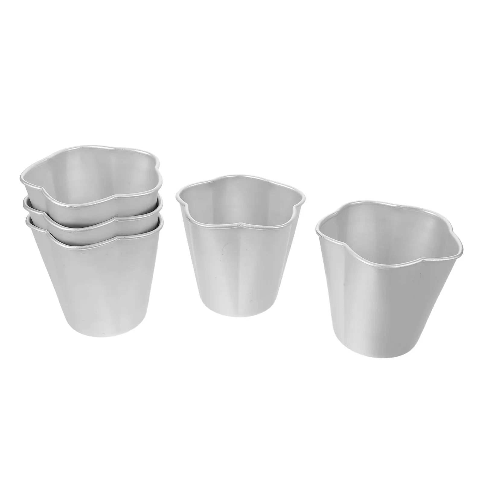 

5Pcs Mini Cake Pans Aluminum Alloy Nonstick Chiffon Cake Tin Small Flower Shaped Muffin Tray for Home Baking Party Pudding Cups
