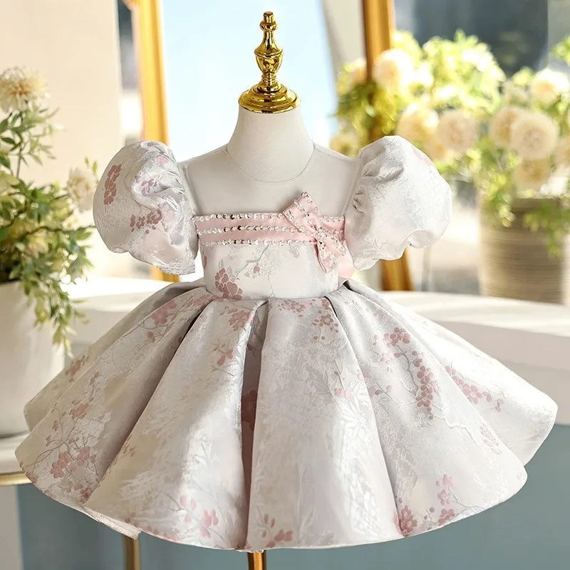 2025 Baby Girls Princess Dress First Birthday Party Evening Gown Floral Puffy Dresses Summer Easter Outfit Costumes Vestidos