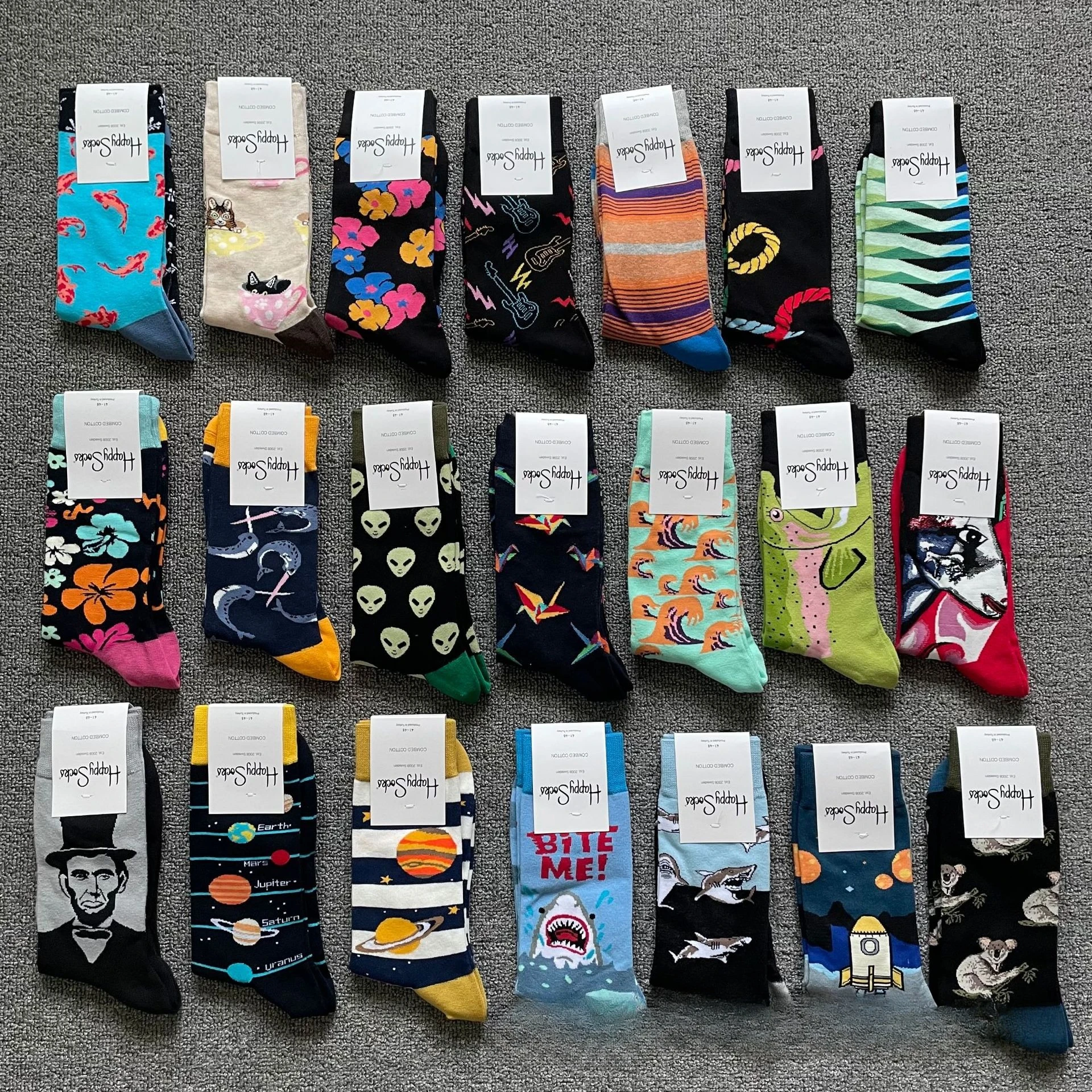 Happy Men Dress Socks Nieuwigheid Heren 8-12 Crazy Fun Sockfly - afbeelding 2