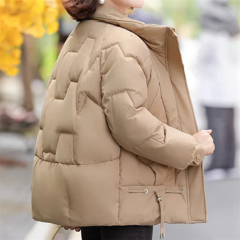 2024 Fashion Women Down Cotton Jacket Autumn Winter Stand Collar Long Sleeve Warm Coat Female Parka New Chaquetas Para Mujeres