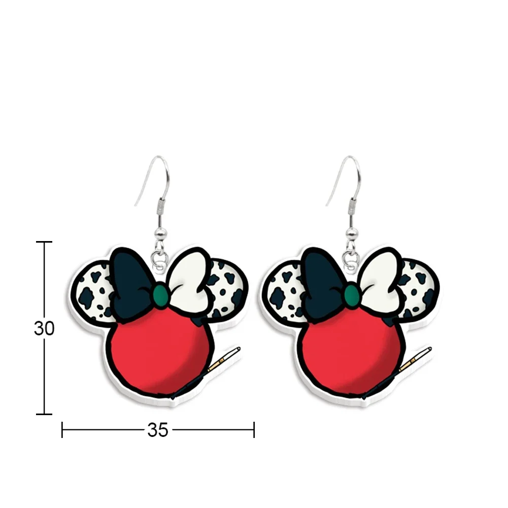 Moda Cartoon Disney Mickey Minnie Head Design kolczyki postać z kreskówki akrylowy wisiorek kolczyki w kształcie kropli do uszu akcesoria bożonarodzeniowe