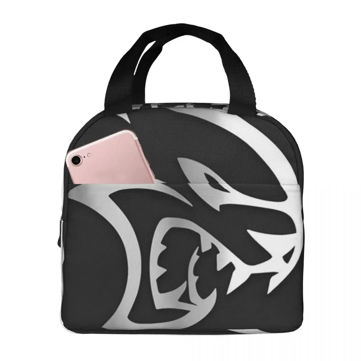 SRT Hellcat Demon Dodge Challenger Car Racing Lunch Bags Insulated Bento Box Lunch Tote Leakproof Picnic Bags for Woman Children