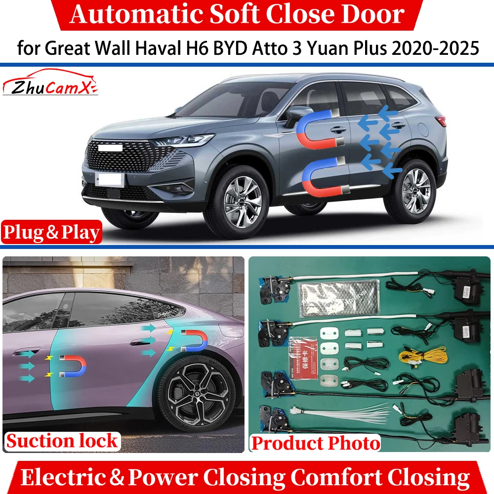 

for Great Wall Haval H6 BYD Atto 3 Yuan Plus 2020-2025 Automatic Soft Close Door Electric Power Comfort Closing Suction lock