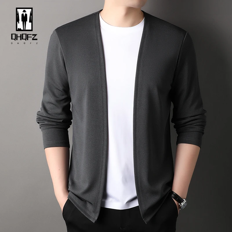 Jaqueta cardigan de manga comprida masculina, top casual fashion, novo