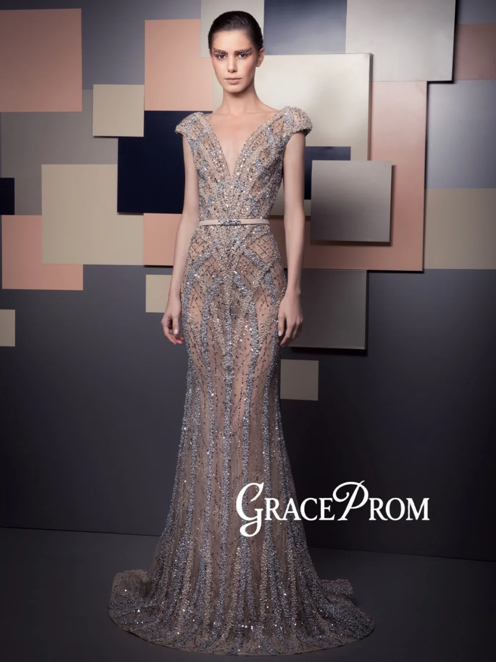 

Gorgeous Beaded Illusion Evening Dress Floor-length Mermaid Elegant Mother Of The Bride Dresses For Wedding New Customized Gown