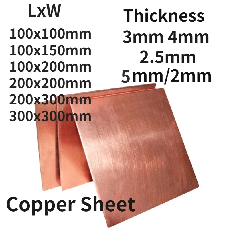 

Copper Sheet 2.5mm 3mm 4mm 5mm*100*150mm T2 Thickness Copper Plate Laser Cutting CNC Frame Model Mould DIY Contruction Pad