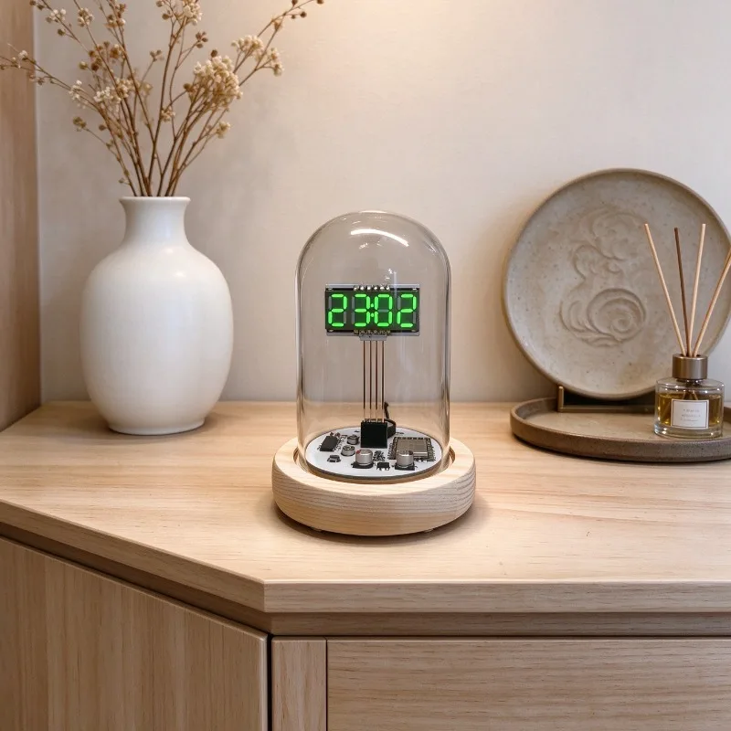 Glass Desk Clock LED Plug in Creative Digital Table Clock Luxury Desktop Clocks Ornaments Modern Nordic Decorative Products
