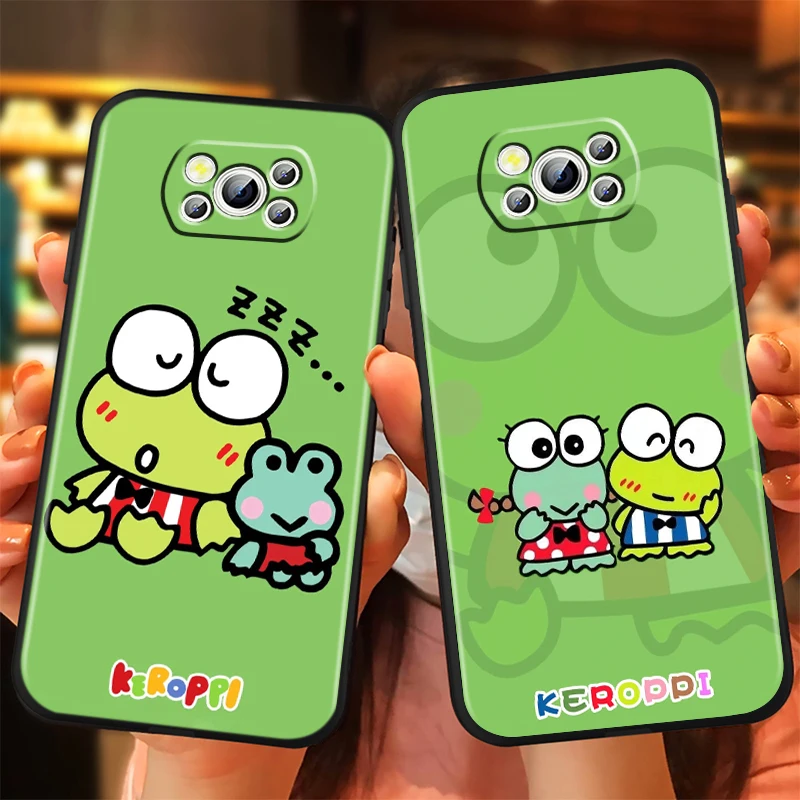 Big Eyed Frog Cute Cartoon For Xiaomi Mi Poco F5 F4 F3 X6 X5 X4 X3 M6 M5 M5S M4 M3 C65 Pro GT NFC 5G Black TPU Phone Case