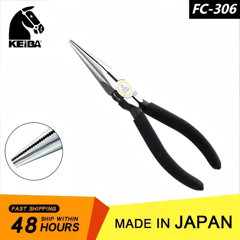 keiba-fc-306-150mm-6インチロングノーズプライヤー、刃先が湾曲した爪、jis電気技師用ニードルノーズプライヤー