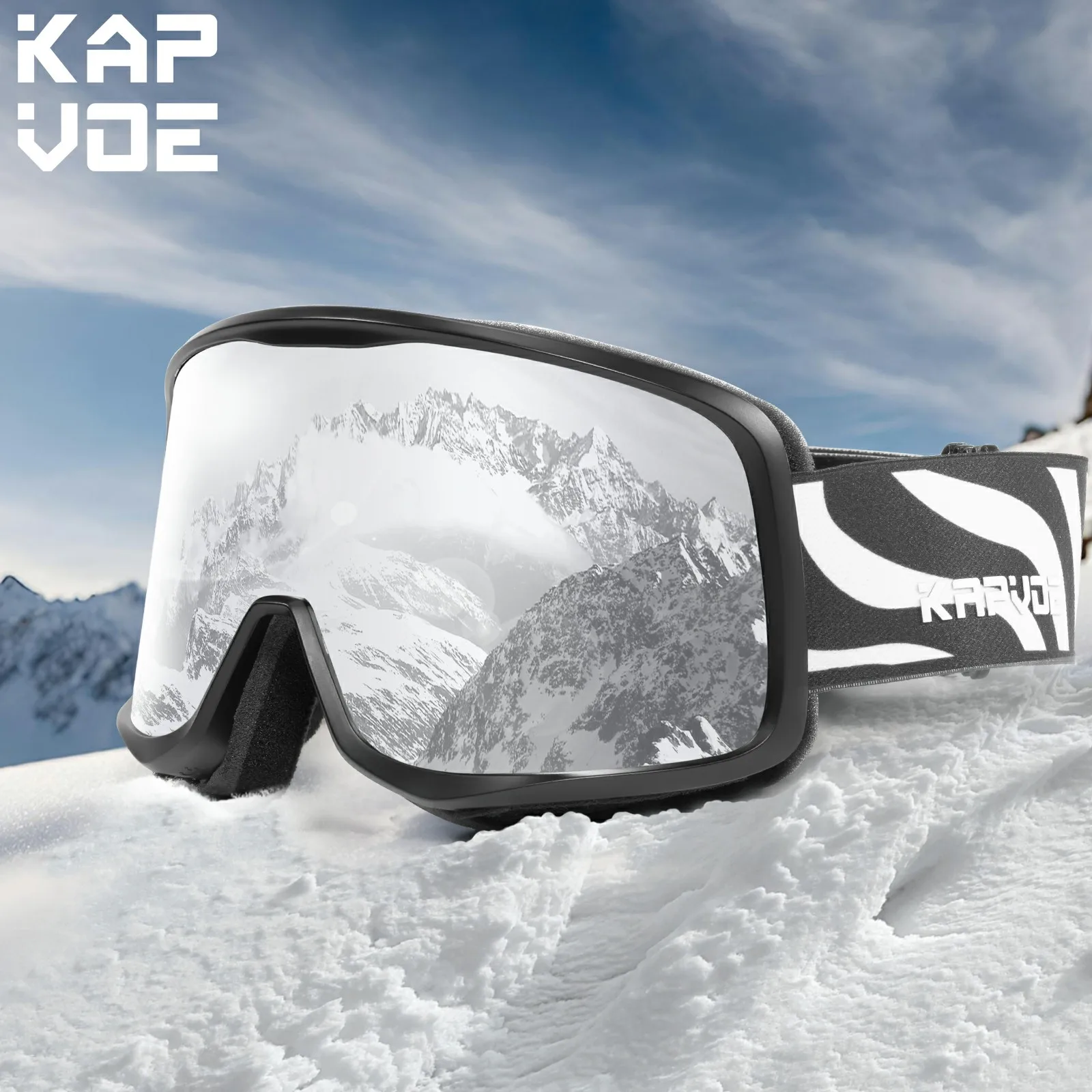 Kapvoe UV400 Snow Goggles Ski Snowboarding Sunglasses Skiing Mask for Men Women Anti-Fog Lens Kit Protection Snowmobile Glasses