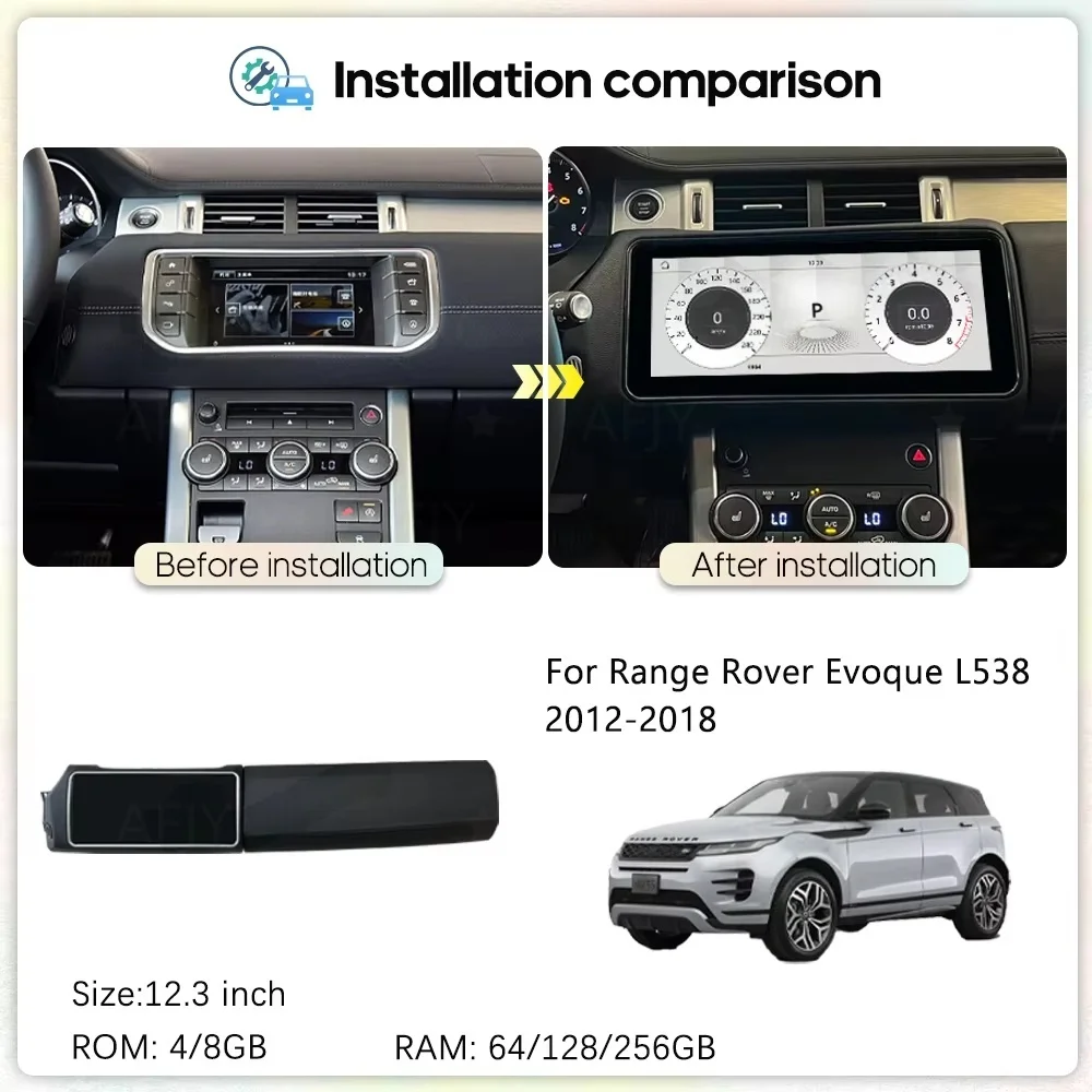 For Land Rover Range Rover Evoque 2012 2013 -2018 4G CarPlay 12.3'' Stereo Android 15 GPS Navi Car Radio Multimedia Video Player