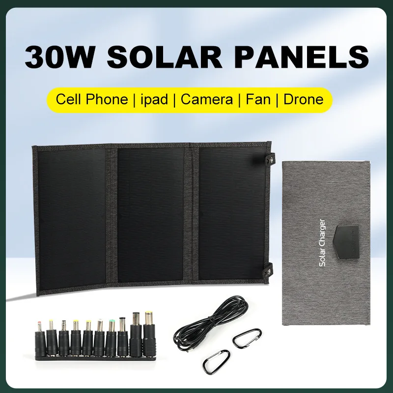 

Outdoor 30W 18V Solar Charger Cross-border Bestseller Foldable Bag Fast Charging Portable Power Bank New Amazon
