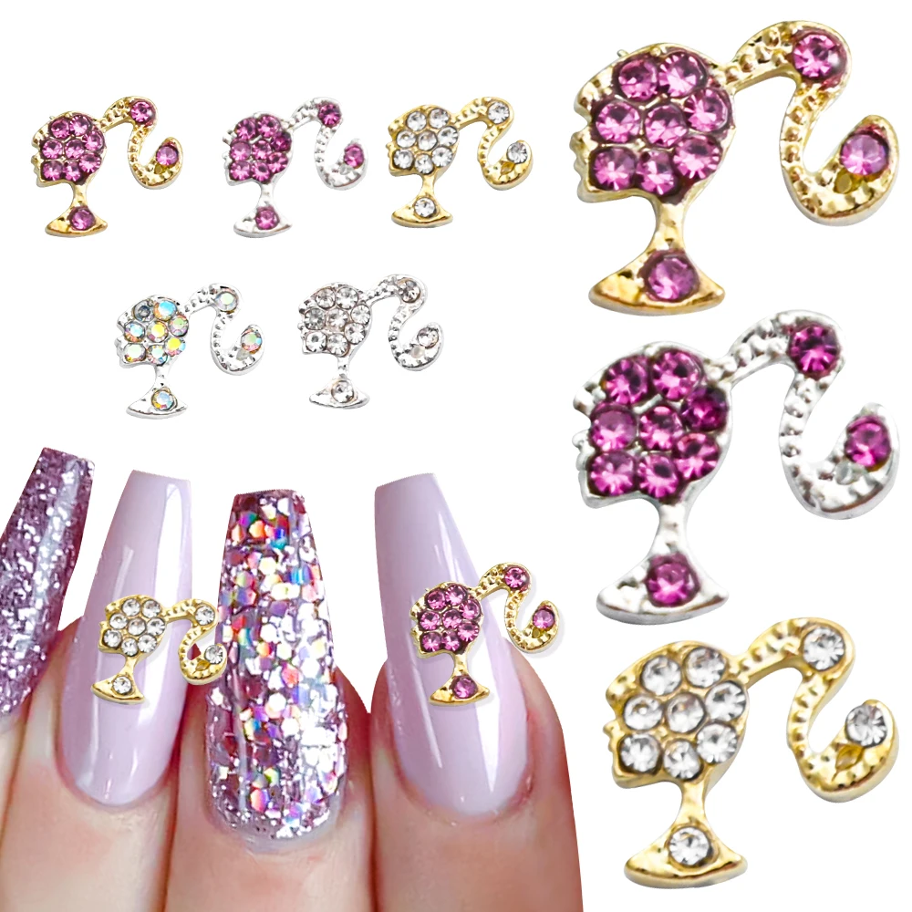 24PCS Hot Selling Barbie Nail Accessories, Multi-color Nail Decorations, Cartoon Alloy Nail Accessories