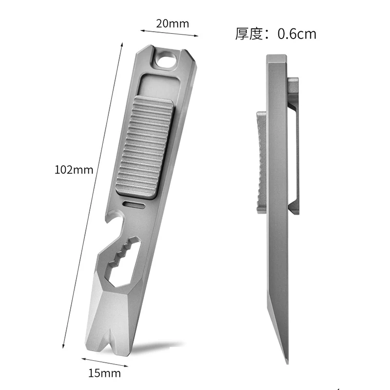 102mm TC4 Titanium Alloy Multifunctional Crowbar Outer Hexagonal Screwdriver Outdoor Camping EDC Bottle Opener Portable EDC Pry